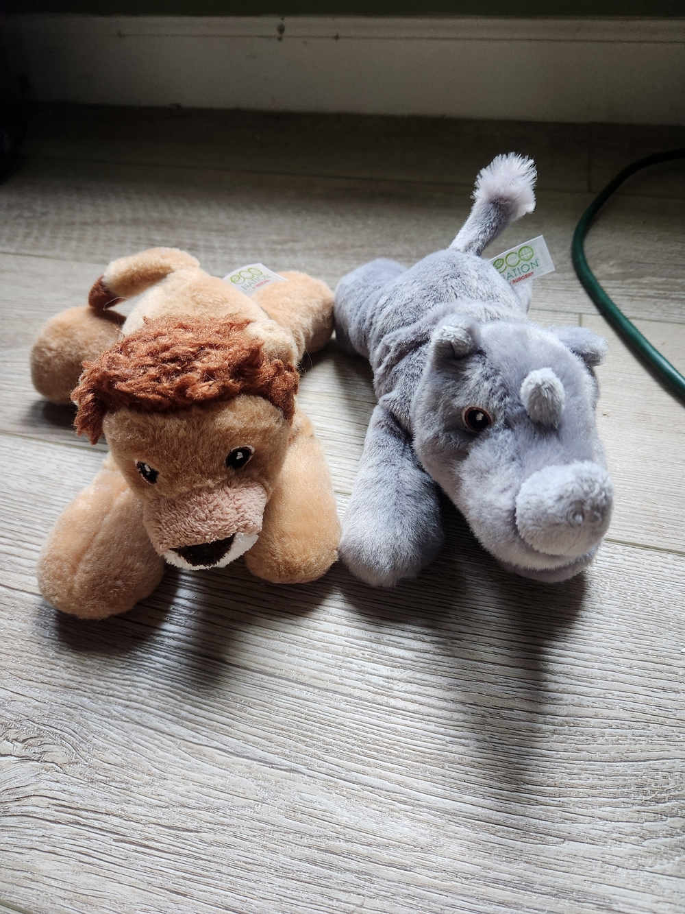 Plush Lion and Rhino Set - Brown Lion & Gray Rhino